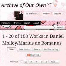 a screenshot of the archive of own beta website