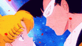 a man and a woman are looking into each other 's eyes in a cartoon