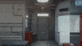a hallway with a sign on the wall that says " hanging "