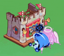a cartoon of a castle with a horn on top
