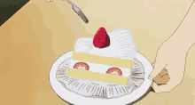 cake strawberry slice anime dessert