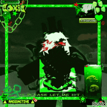 a picture of a person in a green frame that says poison