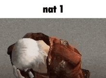 a person is covering their face with their hands and the word nat is on the bottom of the image .