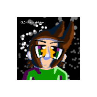 a pixel art drawing of a person wearing sunglasses and a green shirt .
