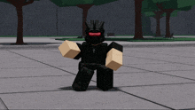 a cartoon character with a cross on his chest is standing on a sidewalk