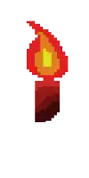 a pixel art drawing of a red candle with a yellow center
