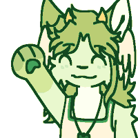 a pixel art drawing of a green cat with a heart necklace