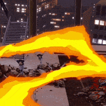 a cartoon drawing of a fire coming out of a hole in a building