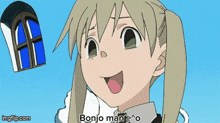a drawing of a girl with the words bonjo-man written below her
