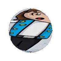 a cartoon of a man in a blue jacket