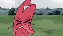 a cartoon character is covering his eyes with his hands
