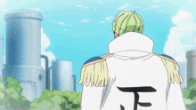 a man in a white cape with the letter f on the back