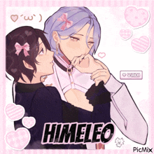a drawing of a boy and a girl with the name himeleo on it