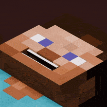 a close up of a minecraft character 's face with a purple eye