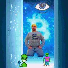 a man wearing a high on stress sweatshirt kneeling down
