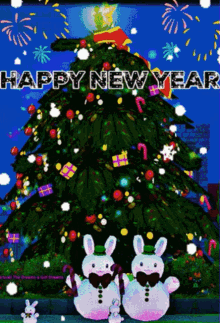 Happy New Year Christmas GIF - Happy New Year Christmas Christmas Tree GIFs
