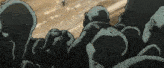 a cartoon of a group of people sitting on top of each other .