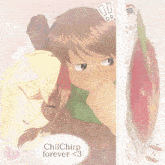 a drawing of a boy and a girl with the words " chilchirp forever < 3 "