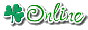 the word online is written in green letters on a white background