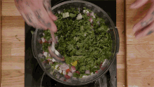 making a salad matty matheson the queens falafel mixing vegetables preparing a salad