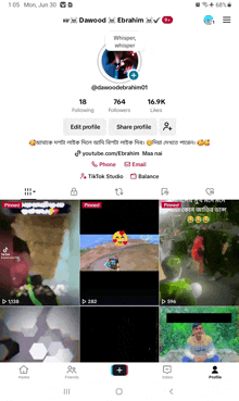 a screenshot of a person 's profile on tiktok studio