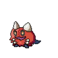 a pixel art drawing of a monster with horns holding a baseball bat