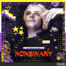 a picture of a man with the word nonbinary written on it