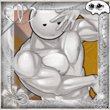 a picture of a man 's muscles is in a picture frame with the words picmix on the bottom