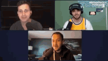 three men are on a video call with the words meidastouch podcast in the background