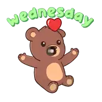 a cartoon of a teddy bear with a heart on its head and the words wednesday below it