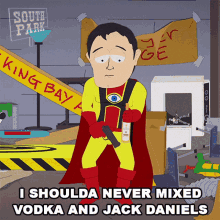 I Shoulda Never Mixed Vodka And Jack Daniels Captain Hindsight GIF - I Shoulda Never Mixed Vodka And Jack Daniels Captain Hindsight South Park GIFs