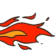 a cartoon drawing of a red and yellow flames