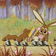 marching march caramel bunny carrying