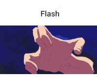 a person is holding a sword with the word flash above them