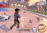a man is running in a video game with a time of 00 01 65 on the screen