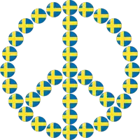 a peace sign made out of sweden flags