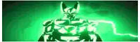 a silhouette of a superhero with a green lightning bolt coming from his chest .