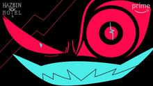 a poster for hazbin hotel shows a pink and blue face