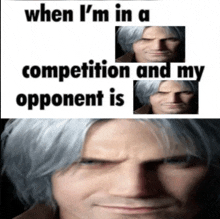 a picture of a man with a caption that says when i 'm in a competition my opponent is