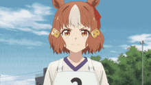 a girl in a white shirt with the number 3 on the front