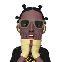 a cartoon of a man wearing sunglasses and a shirt that says ' lion ' on it