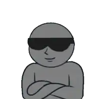 a cartoon of a man wearing sunglasses pointing at something