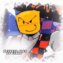 a drawing of a man with a yellow face and the words devesto solo de lunow