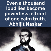 an ad for abhijit naskar with a man in the background