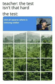 a picture of a soldier holding a gun in front of a forest .