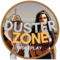 a logo for duster zone roleplay with two women on it