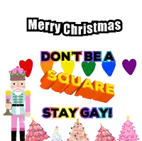 a merry christmas poster with a nutcracker and trees