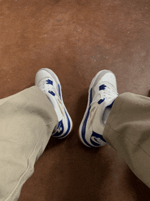 a person is wearing a pair of nike shoes