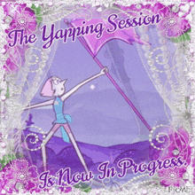 a cartoon of a pearl holding an umbrella with the words " the yapping session is now in progress "