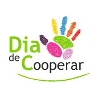 a logo for dia de cooperar shows a colorful hand